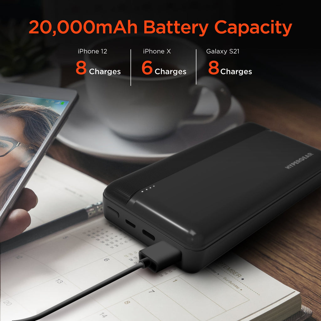 HyperGear 20000mAh power bank with 20W USB-C PD fast charging, additional view